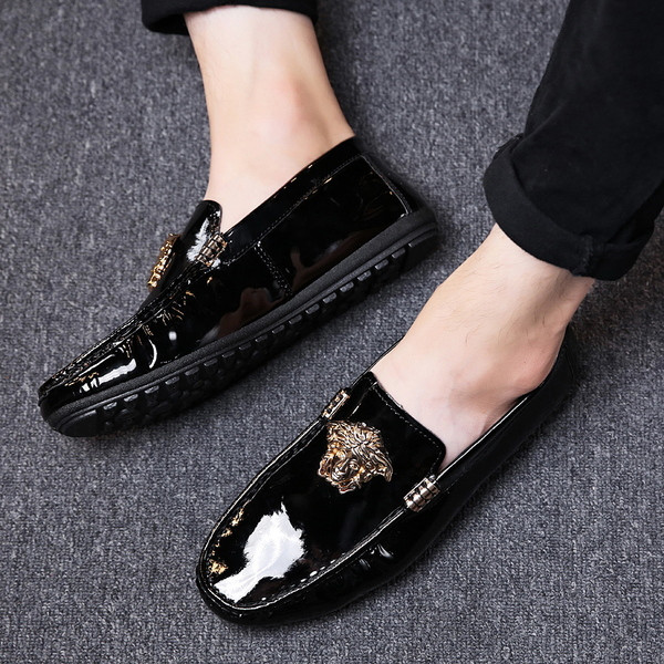 Официални мъжки мокасини с метален елемент в два цвята 