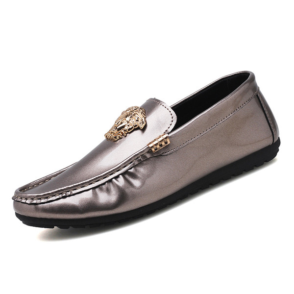 Официални мъжки мокасини с метален елемент в два цвята 