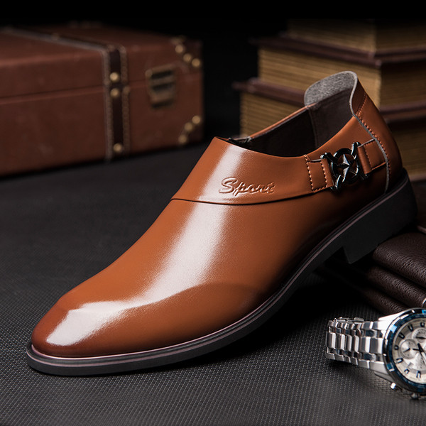 Официални мъжки кожени обувки в два цвята