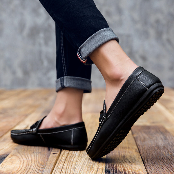 Модерни мъжки мокасини от еко кожа с метален елемент в няколко цвята 