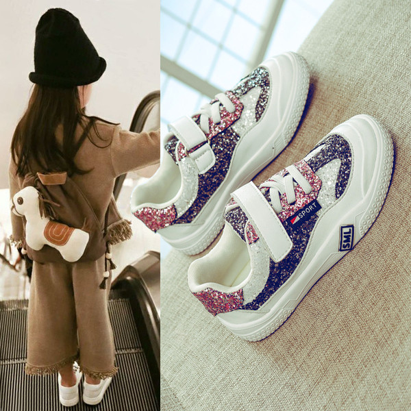 Детски маратонки с брокат в два цвята за момичета