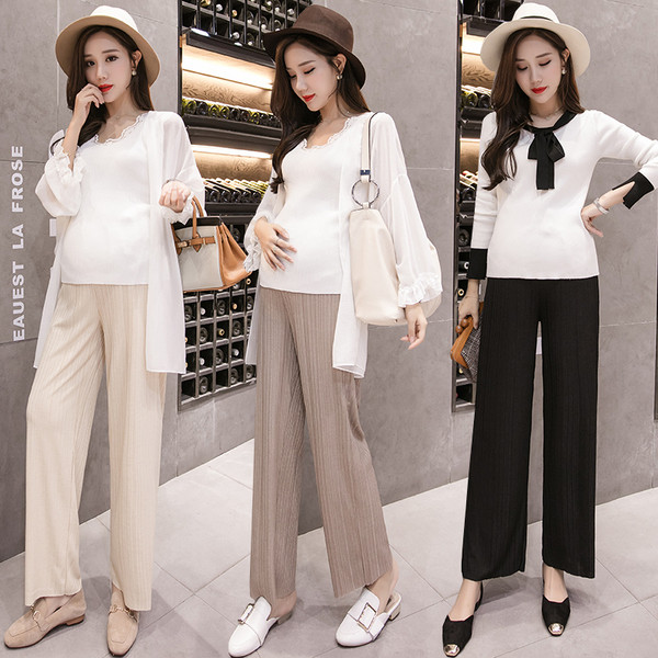 Модерен панталон за бременни жени в три цвята - широк модел