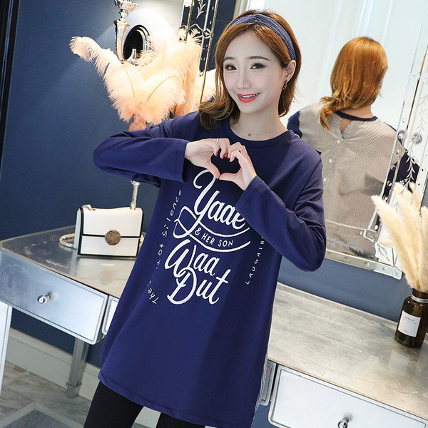 Ежедневна блуза за бременни жени с щампа и копчета в два цвята