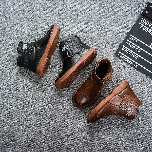 Cizme pentru copii stilate pentru baieti din piele ecologica in negru si maro