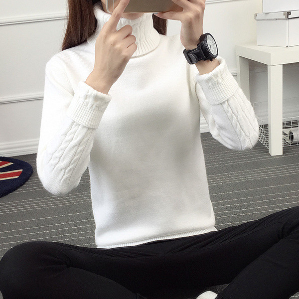 Μοντέρνογυναικείο πουλόβερ με ψηλό γιακά σε διάφορα χρώματα