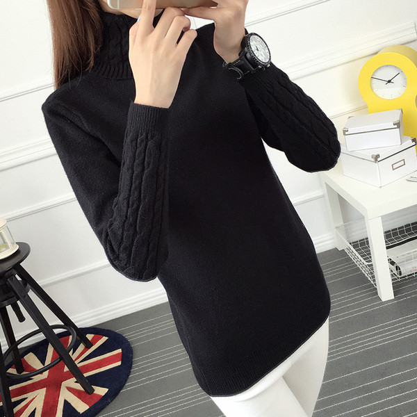 Μοντέρνογυναικείο πουλόβερ με ψηλό γιακά σε διάφορα χρώματα