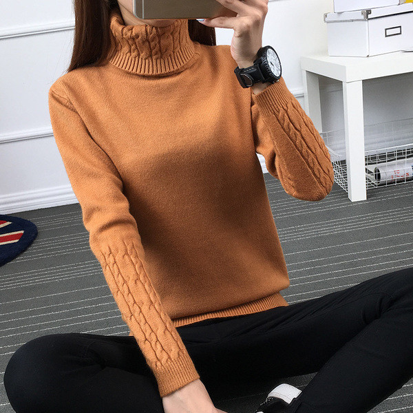 Μοντέρνογυναικείο πουλόβερ με ψηλό γιακά σε διάφορα χρώματα