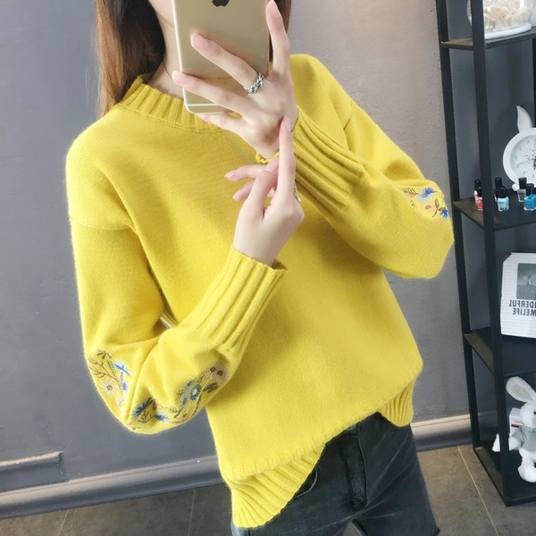 Pulover de dama modern cu broderie in mai multe culori