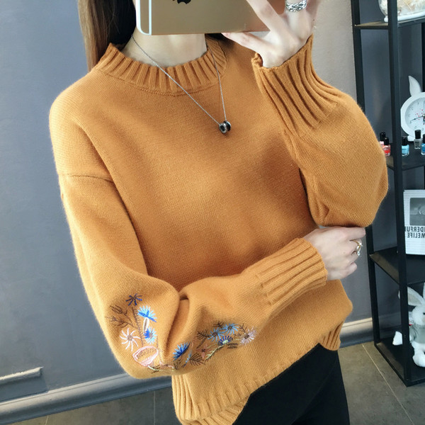 Pulover de dama modern cu broderie in mai multe culori