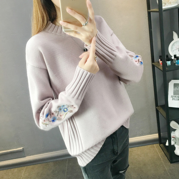 Pulover de dama modern cu broderie in mai multe culori