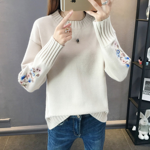 Pulover de dama modern cu broderie in mai multe culori