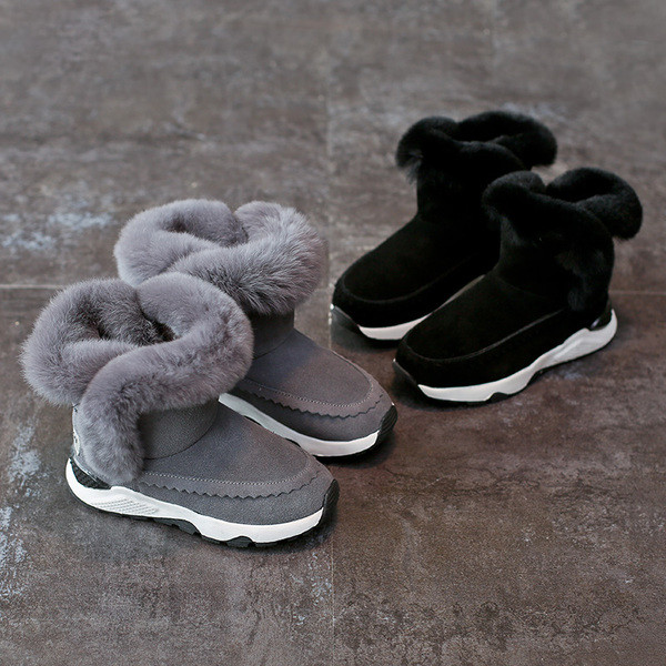 Cizme copii pentru fete pe talpa inalta in gri si negru