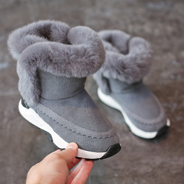 Cizme copii pentru fete pe talpa inalta in gri si negru