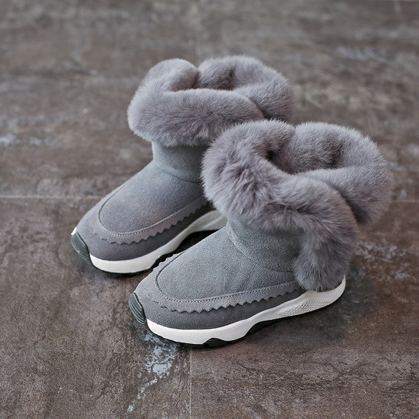 Cizme copii pentru fete pe talpa inalta in gri si negru