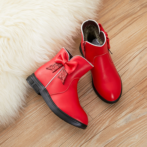 Cizme moderne pentru copii cu panglica pentru fete in trei culori