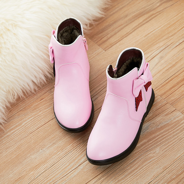 Cizme moderne pentru copii cu panglica pentru fete in trei culori