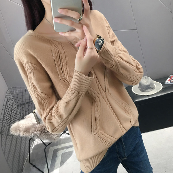 Pulover de damă modern cu decolteu O în cinci culori