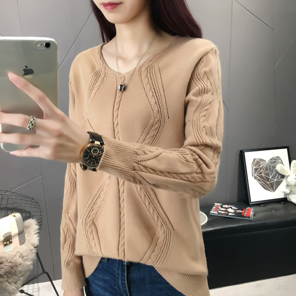 Pulover de damă modern cu decolteu O în cinci culori