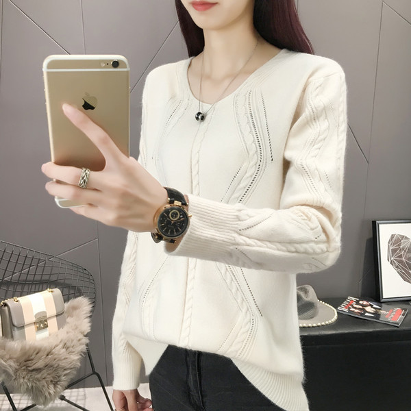 Pulover de damă modern cu decolteu O în cinci culori