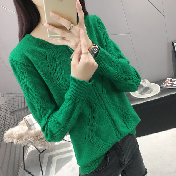 Pulover de damă modern cu decolteu O în cinci culori