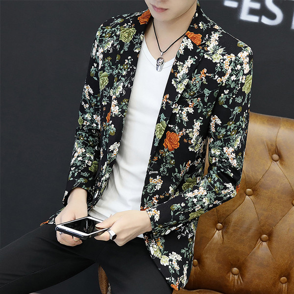 Jachetă modernă pentru bărbați cu model floral