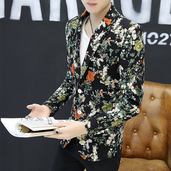 Jachetă modernă pentru bărbați cu model floral