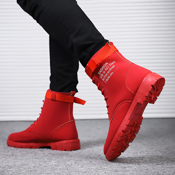 Cizme pentru bărbați de culoare alb și roșu potrivite pentru utilizarea de zi cu zi