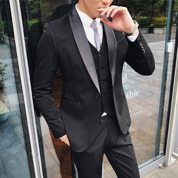 Мъжко стилно сако в черен и бял цвят