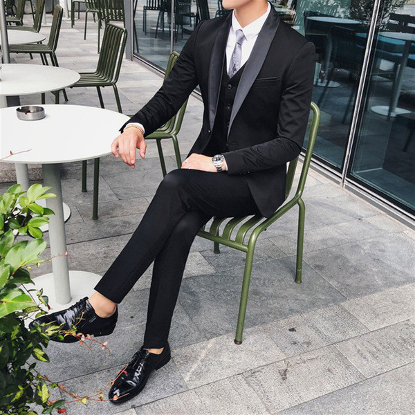 Мъжко стилно сако в черен и бял цвят