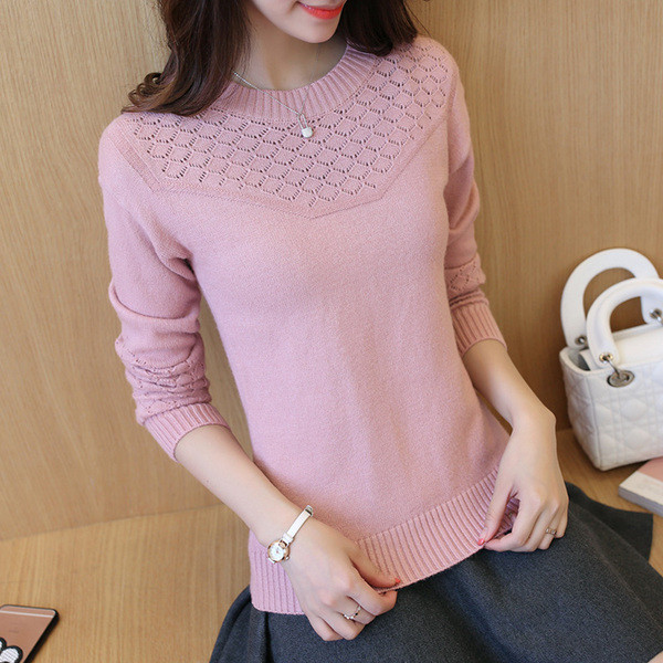 Pulover de damă modern în cinci culori, cu decolteu în formă de O