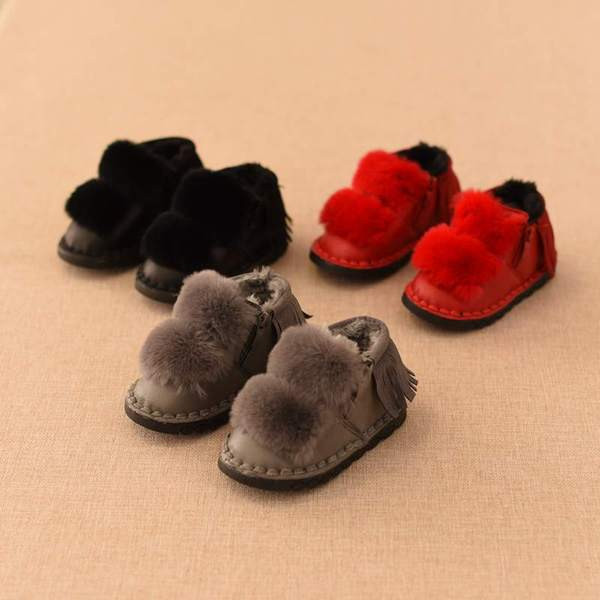 Cizme copii cu puf pentru fete in trei culori