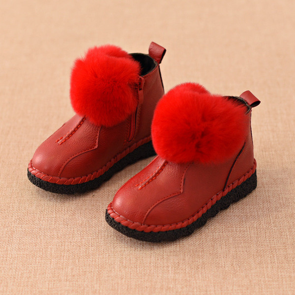 Модерни детски боти с пух за момичета в три цвята