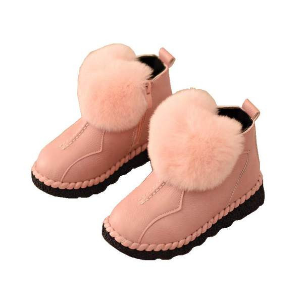 Модерни детски боти с пух за момичета в три цвята