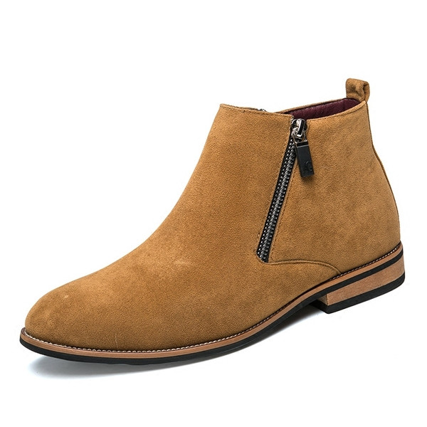 Мъжки модерни боти от велур с цип в три цвята