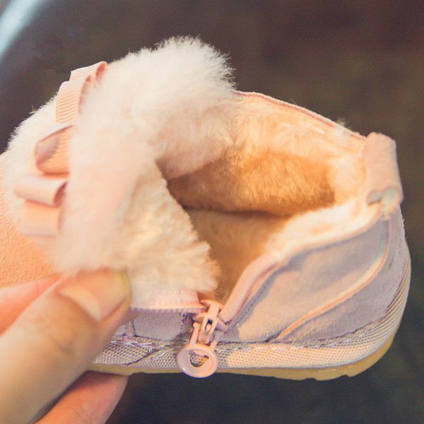 Модерни детски велурени боти за момичета в два цвята