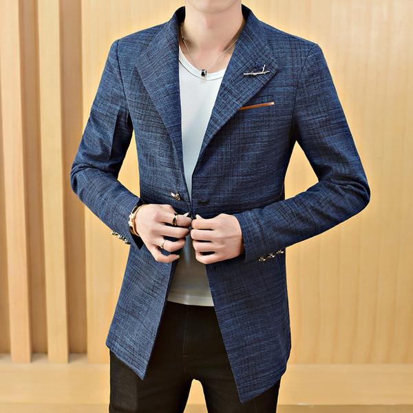 Мъжко дълго сако в тъмни и светли цветове