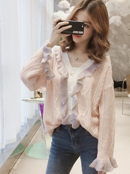 Pulover de dama cu nasturi in trei culori