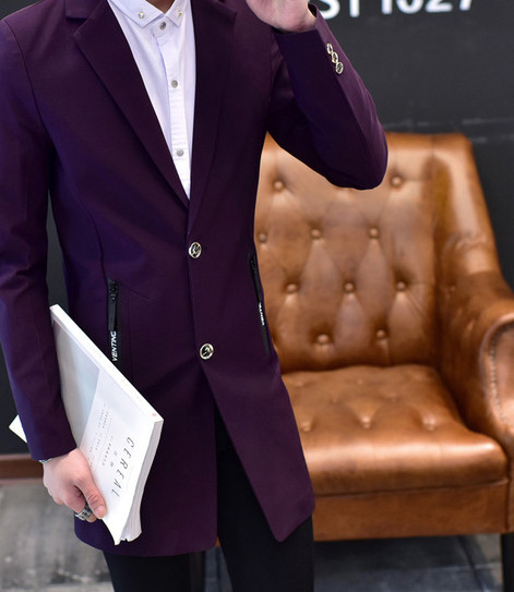 Jachetă lungă pentru bărbați cu decolteu în V