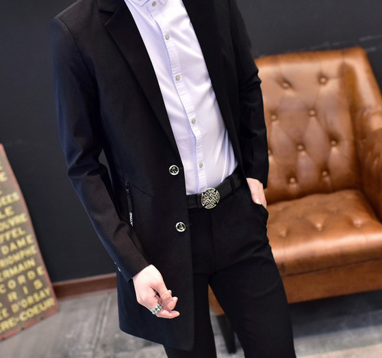 Jachetă lungă pentru bărbați cu decolteu în V