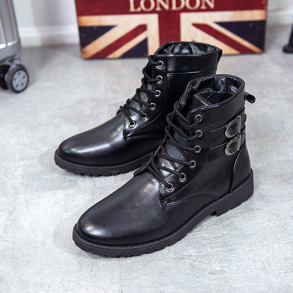 Модерни мъжки кожени боти в кафяв и черен цвят 