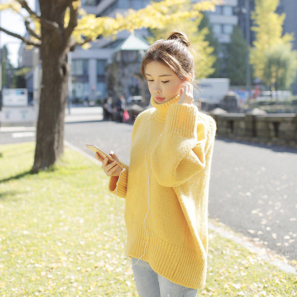 Pulover de dama cu guler inalt in trei culori