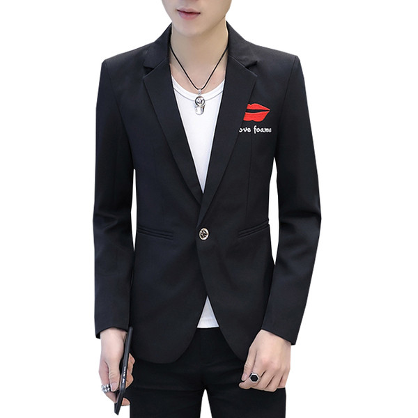 Мъжко модерно сако в три цвята с цветна бродерия