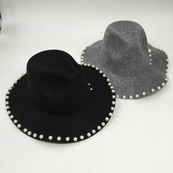 Palarie moderna de dama cu perle decorative in trei culori