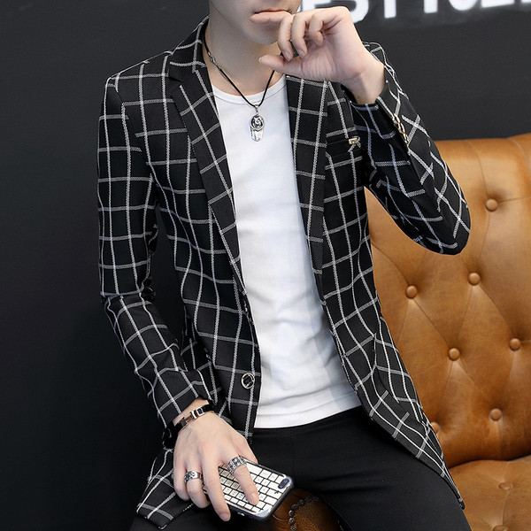 Мъжко дълго сако с геометрични фигури в няколко цвята