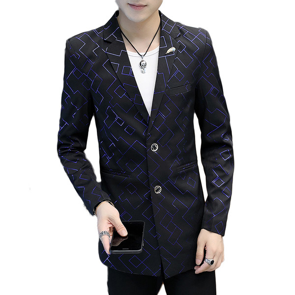 Мъжко дълго сако с геометрични фигури в няколко цвята