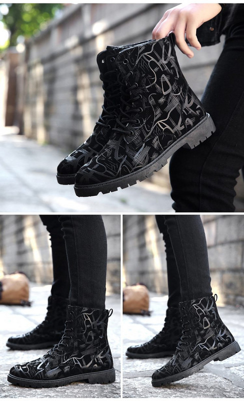 Cizme barbatesti in doua culori cu talpa aspra