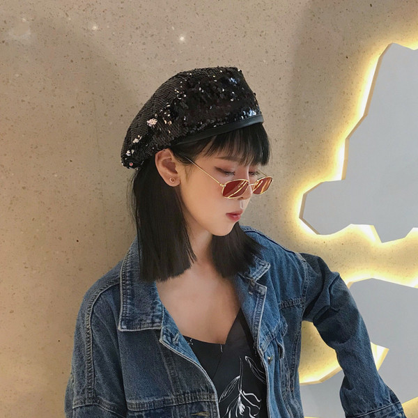 Palarie moderna de dama cu paiete in trei culori