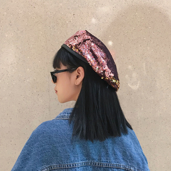 Palarie moderna de dama cu paiete in trei culori