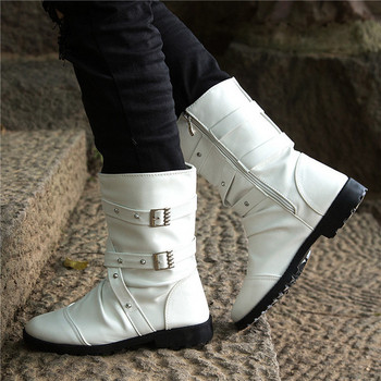 Ανδρικές δερμάτινες μπότες σε δύο χρώματα - άσπρο και μαύρο