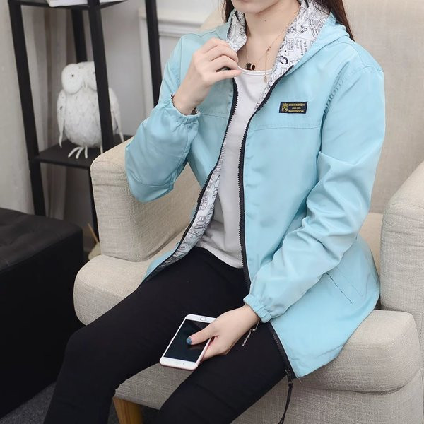 Geaca de dama cu doua fete si gluga in mai multe culori